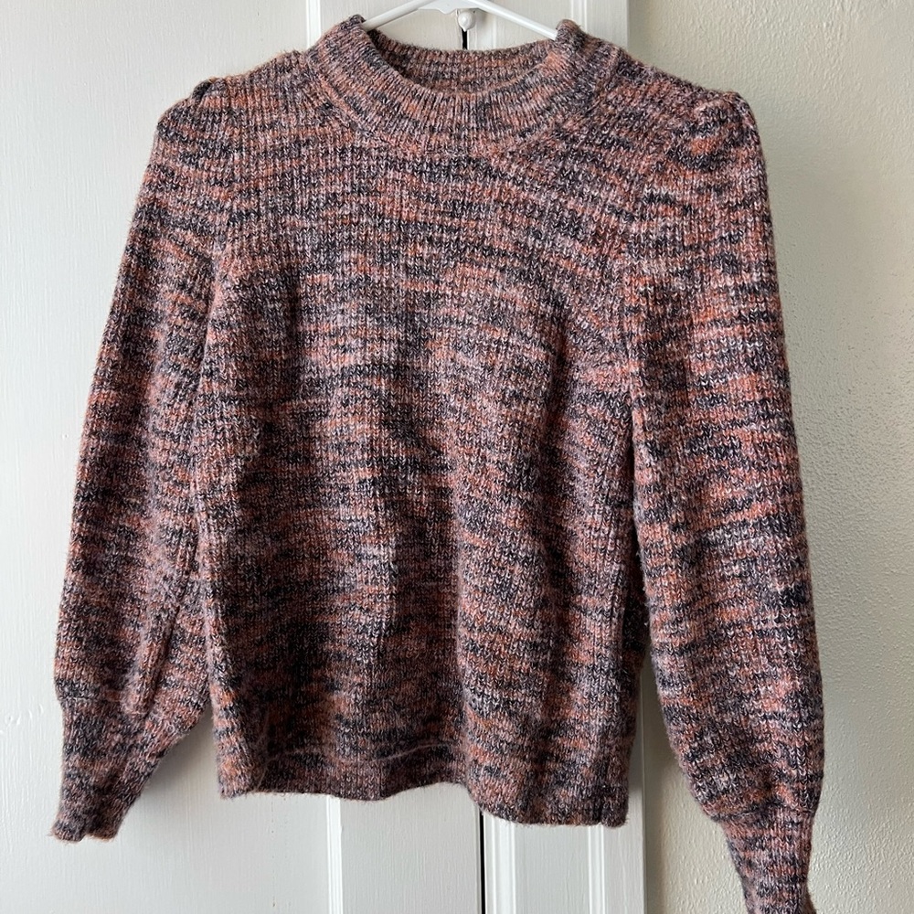 Women Madewell XS Sweater Fuzzy Hits at Hip Slight Puff Sleeve